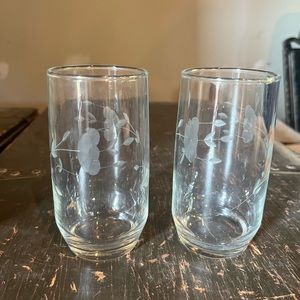 Vintage Princess House Heritage 11 oz. Crystal Tumblers Etched Floral Design